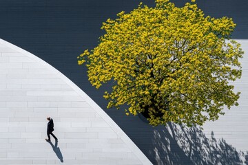 Aufkleber - Minimalist design of a lone figure surrounded by empty space, capturing the solipsistic feeling of isolation in a simple, geometric style, symbolizing simplicity and solitude