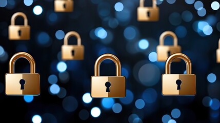 Poster - The illustration features multiple padlock icons connected through a network, symbolizing cybersecurity and data protection