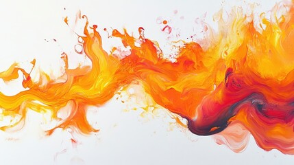 Poster - Vibrant Abstract Orange and Red Fluid Art