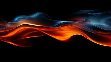 Poster - Colorful Abstract Waves on Black Background