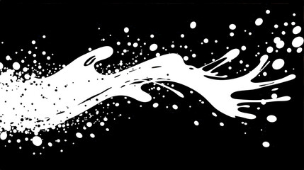 Poster - A vibrant splash of white paint contrasts against a black background, capturing the essence of artistic expression through dynamic motion and fluidity
