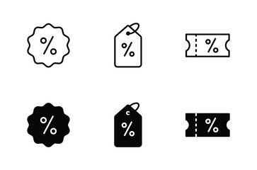 discount percent tag icon set vector
