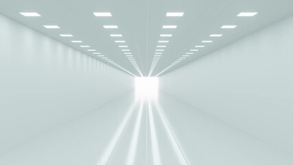 Poster - bright white tunnel with perspective looping seamless 3 render animation
