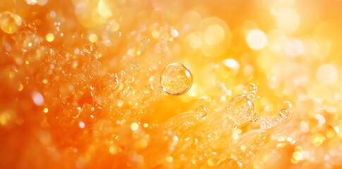 Aufkleber - Close-up macro shot of abstract orange and yellow bokeh, abstract soft warm light, blurred lights in a blurred background.
