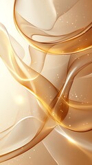 Aufkleber - Abstract golden swirls with glowing light on a white background.