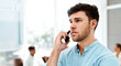 © peopleimages.com - Career man, phone call and office in communication or talk for information or opportunity on mobile. Male person, tech and business as real estate agent or professional for property management agency