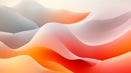 Poster - Abstract wavy background in soft orange, red, and white tones.