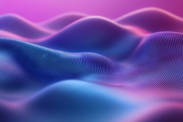 Aufkleber - Abstract 3D rendering of a blue and pink wavy landscape.