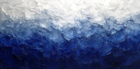 Poster - Abstract blue and white painting with textured brushstrokes.