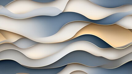 Poster - Glowing waves of blue and gold flow dynamically across a dark background, creating a mesmerizing abstract composition filled with light particles SEAMLESS PATTERN