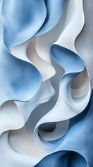 Aufkleber - Abstract background with blue and white paper waves.