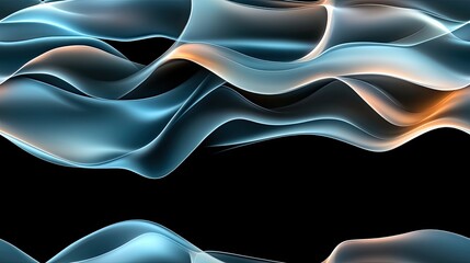Poster - Glowing waves of blue and gold flow dynamically across a dark background, creating a mesmerizing abstract composition filled with light particles SEAMLESS PATTERN