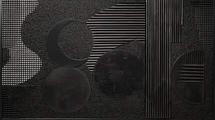 Poster - Abstract Black and White Geometric Pattern with Varying Textures