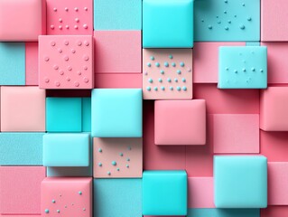 Poster - Abstract colorful blocks with textured surfaces in pink and blue hues.