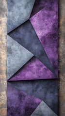 Poster - Abstract geometric pattern with purple and gray textured triangles.