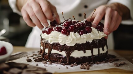 Poster - A German chef making a traditional Black Forest