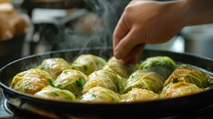 Poster - A German chef preparing a batch of hearty cabbage