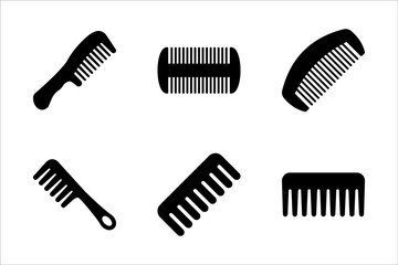 icon set hair comb, salon woman comb, , barber comb, hair brush and comb, For combing and styling hair, hair styling tools, vector illustration on a white background.