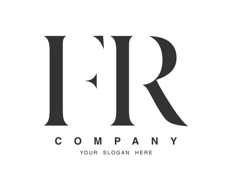FR logo design. Initial letter f and r serif font style. Creative classic company name typography. Trendy logotype or identity.