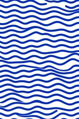 Poster - Abstract blue wave patterns on a white background, creating a calming and rhythmic design.