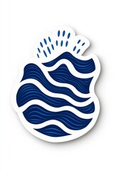 Poster - Stylized abstract water waves with intricate patterns in deep blue hues.