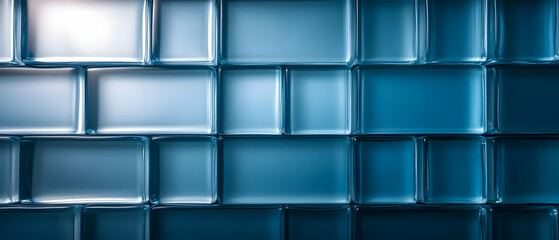 Poster - Textured blue glass wall with a modern design, perfect for contemporary backgrounds and visual effects.