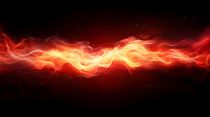Poster - Dynamic wave of red and orange flames on a dark background, creating a vibrant and intense visual effect.