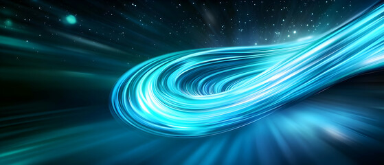 Poster - Futuristic blue light trails on a dark background, symbolizing speed and innovation.