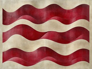 Poster - Abstract wavy pattern in red and white, reminiscent of a flag.