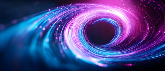 Poster - A vibrant abstract illustration of swirling blue and purple light, creating a mesmerizing vortex effect against a dark background.
