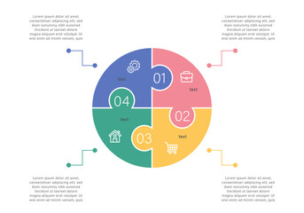 Infographic presentation design of 4 step vector process, presentation, flow chart, data graph.