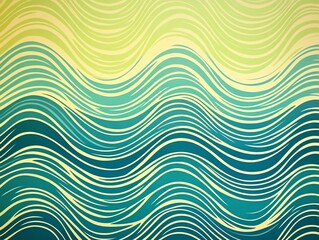 Poster - Abstract wavy pattern in blue and yellow hues.