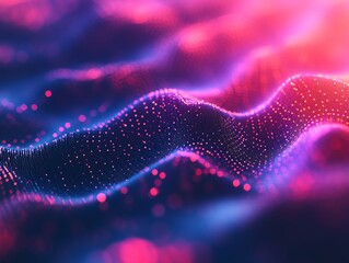 Poster - Abstract digital wave in glowing pink and blue colors.