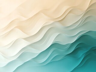 Poster - Abstract background with smooth, flowing, wavy lines in shades of turquoise, white, and beige.