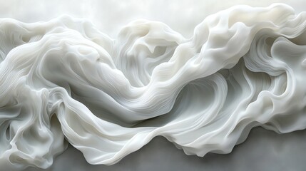 Poster - Abstract white fabric background with soft, flowing lines and curves.