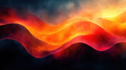 Wall Mural - A long orange wave with a black background. Generative AI