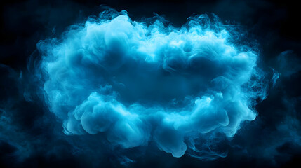 Poster - A swirling blue smoke cloud against a dark background, creating an ethereal and mystical atmosphere.