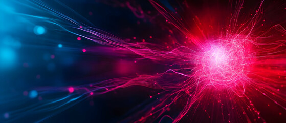 Poster - Abstract colorful energy background with vibrant blue and red light trails, ideal for digital art and modern designs.