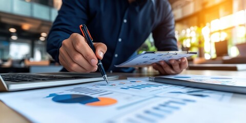 Poster - data analyst evaluating key metrics and generating insightful reports for business growth and strate