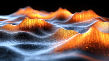 Poster - Abstract wave patterns with glowing orange and white textures.