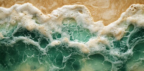 Aufkleber - Abstract background with foamy ocean waves crashing onto a sandy beach.
