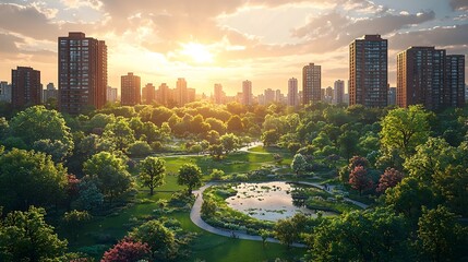 Poster - Futuristic City Planning Vision for Sustainable Urban Development   Modern Skyline with Green Areas and Innovative Infrastructure for the Future Metropolis