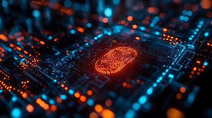 Aufkleber - Advanced 3D digital interface with real time threat detection secure access control and automated firewall management tools for enterprise level cybersecurity and data protection