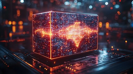 Fototapete - Futuristic television with holographic display showcasing an interactive international news report in honor of World Television Day