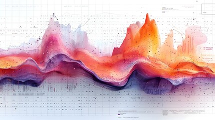 Aufkleber - Detailed data visualization featuring intersecting colorful line charts and a bar chart on a grid backdrop highlighting intricate data analysis and insights for financial reporting business strategy