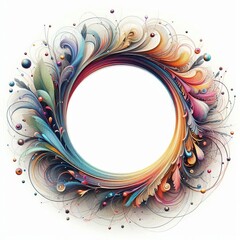 colorful oval vintage frame with ornate metal border, perfect for antique picture or blank label
