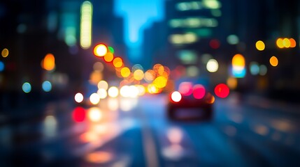 Poster - Blurred Night Cityscape with Vibrant Colorful Lights and Traffic : Generative AI