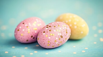 Aufkleber - PastelColored Speckled Chocolate Eggs Perfect for Easter Celebrations : Generative AI