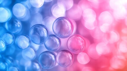 Poster - Abstract Blue and Pink Bubble Bokeh Background with Dreamy Soft Light Effects : Generative AI