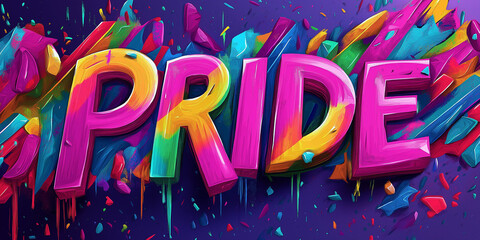 Vibrant pride lettering celebrating lgbtq+ community and equality